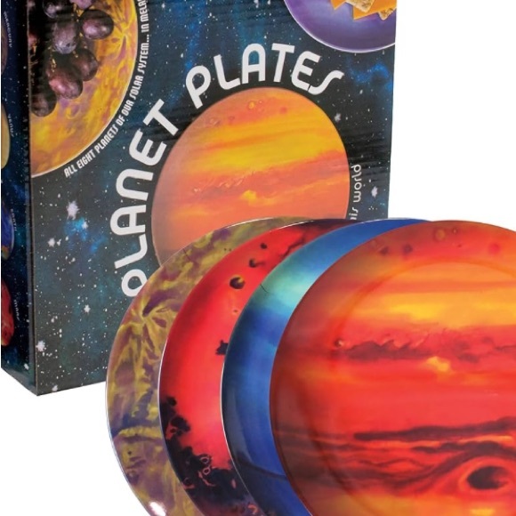 Planet Plates Set - Eight 10 Inch Melamine Astronomy Dinner Plates - Picture 2 of 7